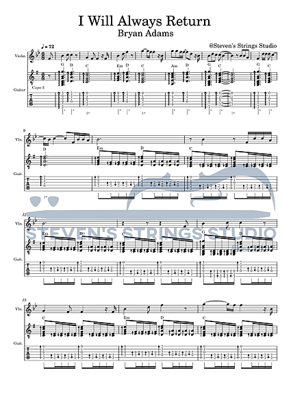 ［小提琴譜 | 吉他譜］I Will Always Retu