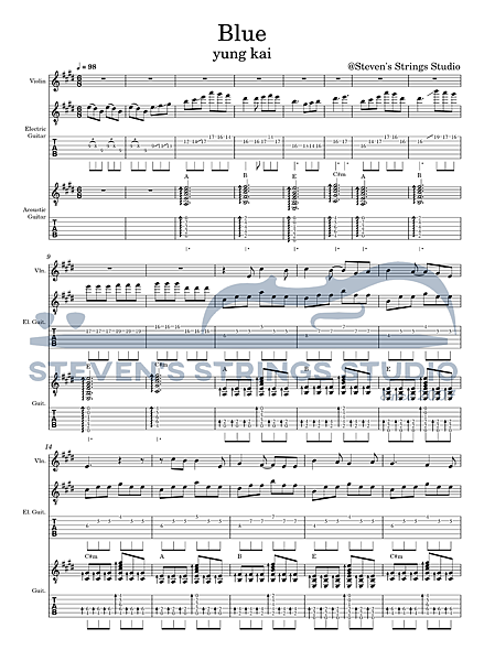 [小提琴譜 吉他譜]Blue - yung kai