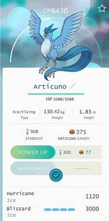 Pokemon Go,寶可夢,神奇寶貝,急凍鳥,CP數值 Pokemon Go,寶可夢,神奇寶貝,急凍鳥,CP數值