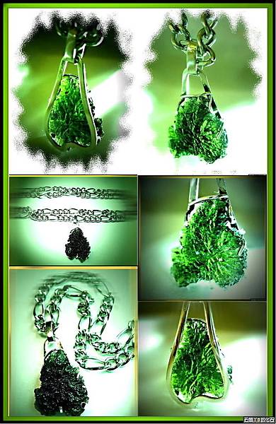 【捷克隕石】：Moldavite 【摩達維石 白鋼項鍊 】No.3 