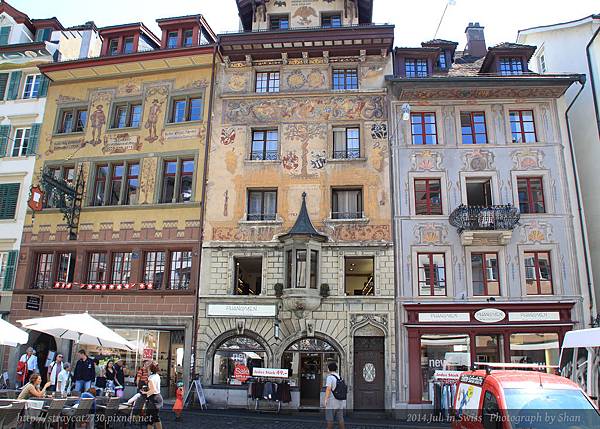瑞士-琉森Luzern,舊城區,葡萄酒廣場,華麗的濕壁畫