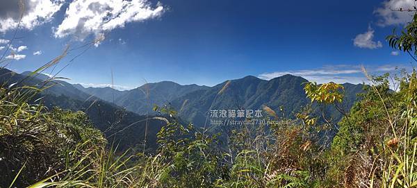 谷關七雄-唐麻丹山16-一段無遮蔽，可看見對面連綿山峰