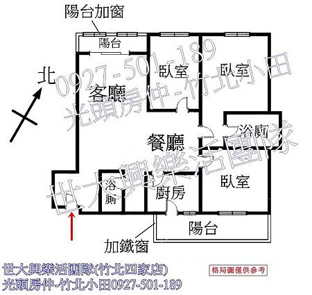 43坤山麗池花市旁3房-格局圖