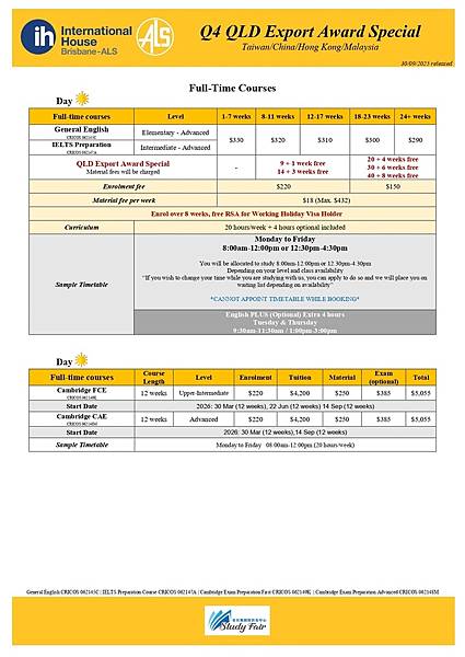 IH-ALS 布里斯本語言學校：英文課程優惠