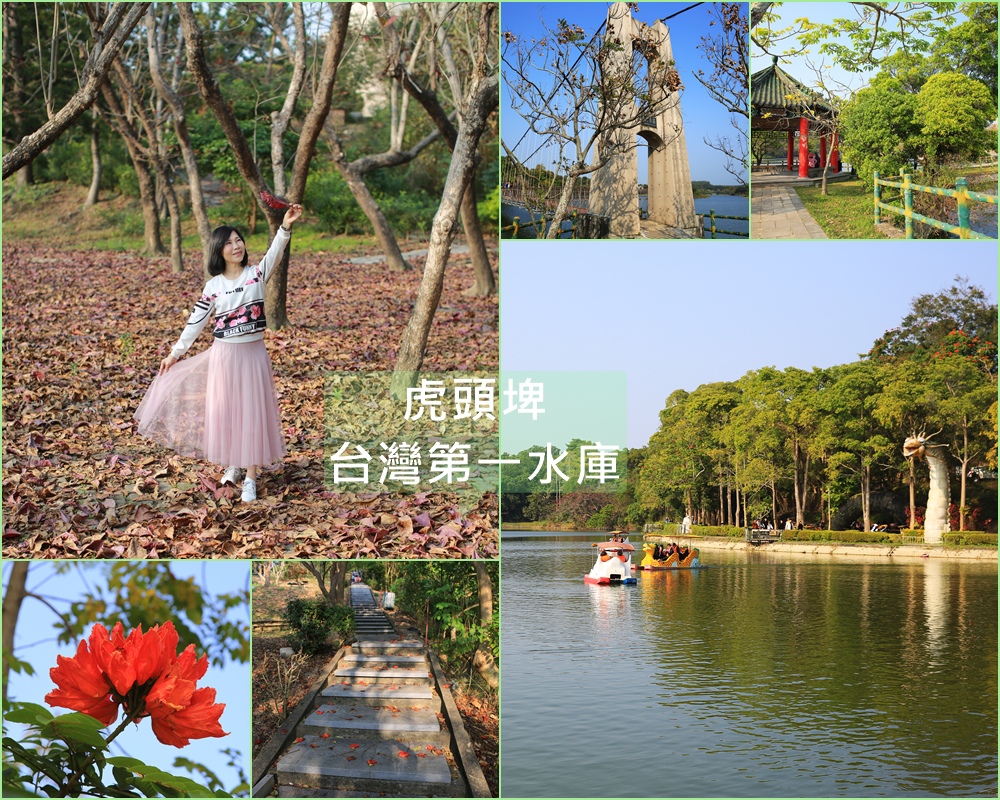 虎頭埤水庫,虎頭埤風景區,虎月吊橋,南瀛八大景,湖潭釣月,芬多精步道,火焰花,台南,新化,步道,三角