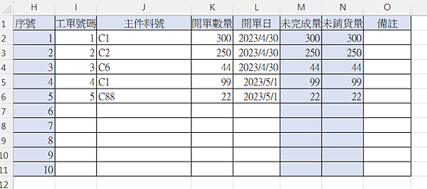 EXCEL代工加工製造組合進銷存7