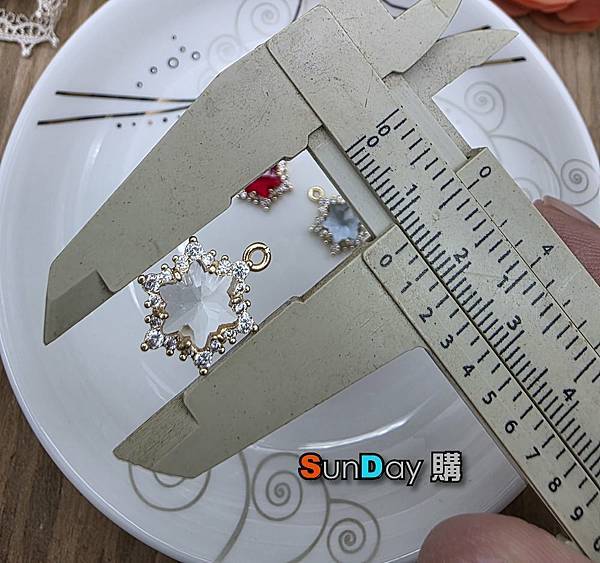 [飾件]手作DIY材料 (A0012) 銅鍍18K保色鑲鑽六