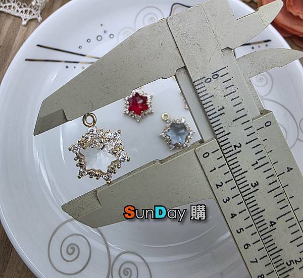 [飾件]手作DIY材料 (A0012) 銅鍍18K保色鑲鑽六