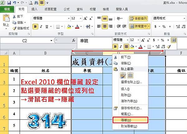 Excel 2010隱藏1