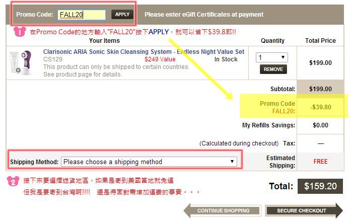 SkinStore Step5--輸入Promo Code之後