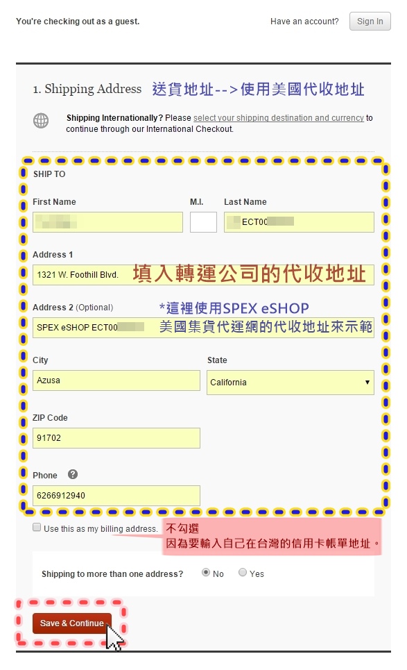 Nordstrom購物教學--結帳CHECKOUT_Shipping Address