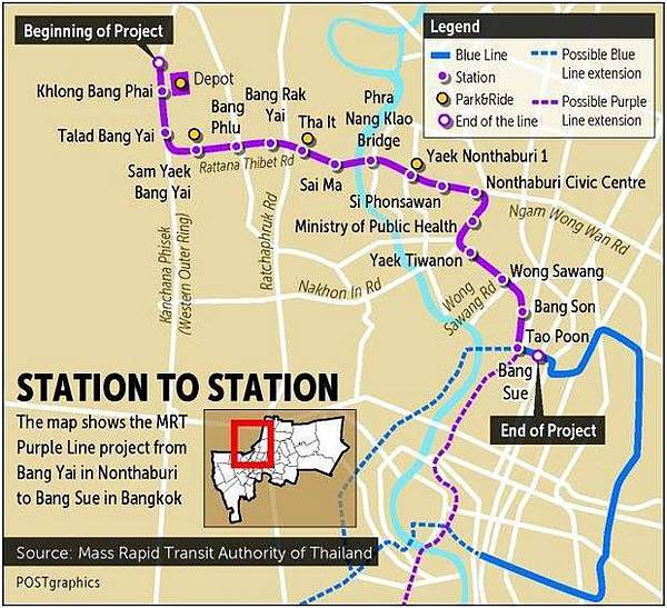 曼谷第4條捷運線「紫色線」可望在今年12月通車@ 曼谷包租公Andy王:: 痞客邦::