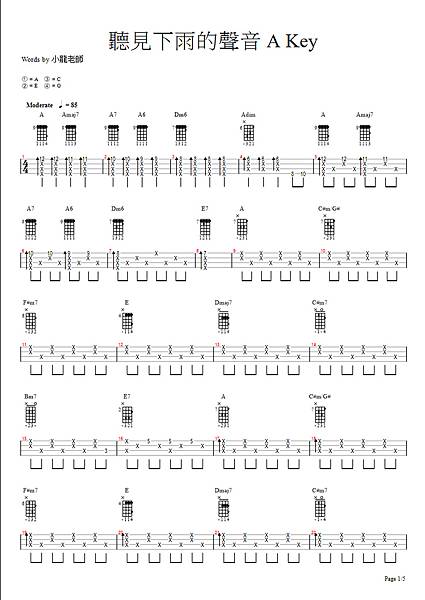 聽見下雨的聲音 烏克麗麗伴奏 p1