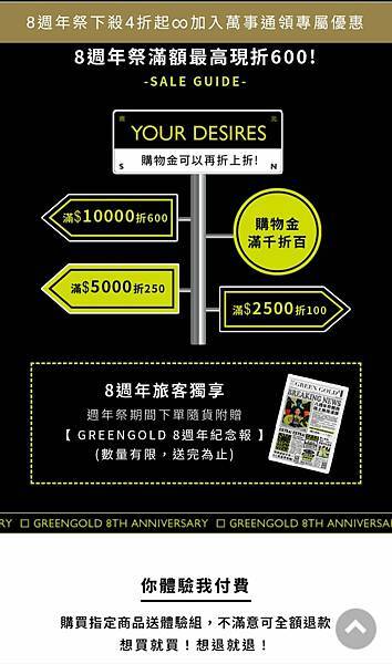 好康報報｜全館免運、滿千折百「GREENGOLD 8週年祭優
