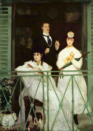 定情畫作2   馬內，陽台，The Balcony，1869  (左下為莫莉索)