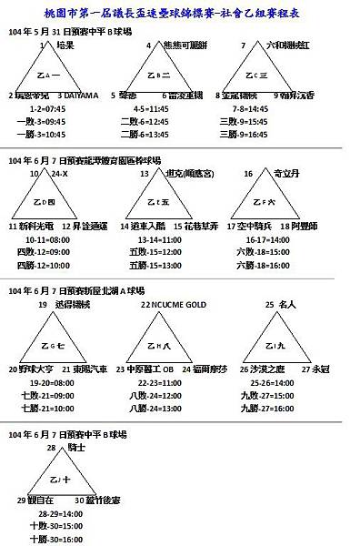 104社會乙組賽程1 104社會乙組賽程1
