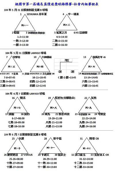 104社會丙組賽程1