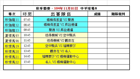 104秋季聯賽第三週中平球場賽程表(1101).jpg