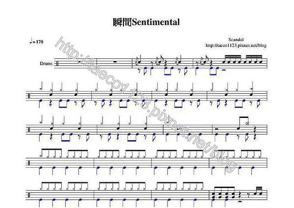 Scandal-瞬間Sentimental 鼓譜(OVE)