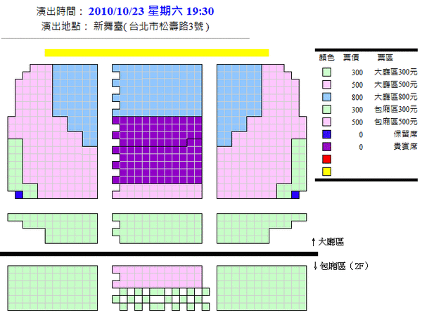 Tubby the Tuba 新舞臺場次座位圖
