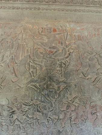 20190207小吳哥第一迴廊浮雕： 善神與阿修羅的仙丹爭奪戰 (6)站在金翅鳥的毗斯奴神