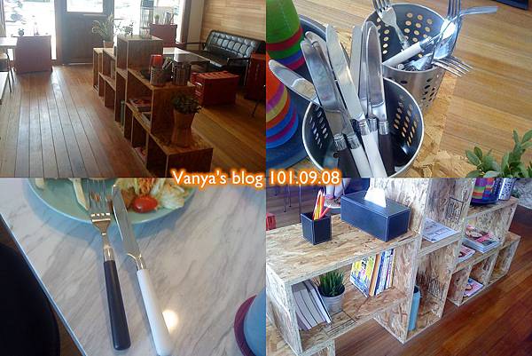 高雄The cafe'-組合櫃上的餐具、餐巾、茶杯等