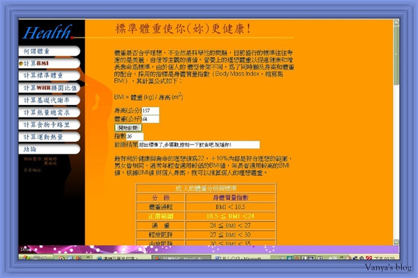 體重相關測試網BMI