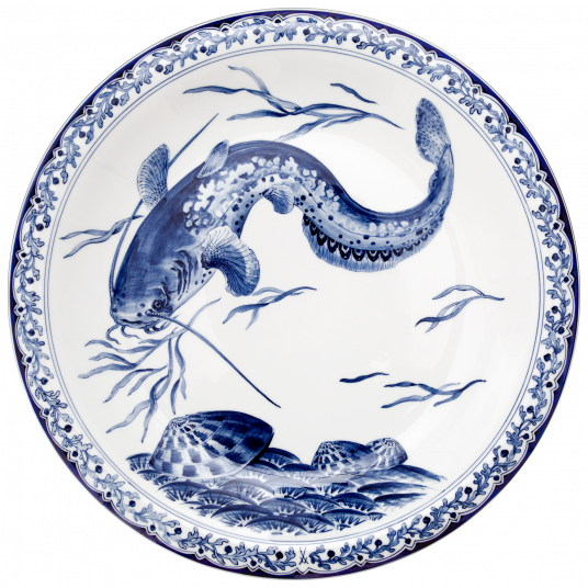 blue catfish wall plate meissen.png