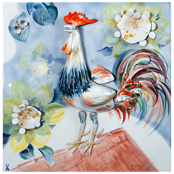 COCK WITH SUMMER FLOWERS - SUMMER_wall painting_meissen.png