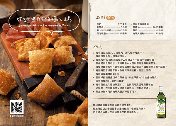 【義大利媽媽食譜】炸麵包附帕瑪火腿 (Gnocco Frit 炸麵包附帕瑪火腿