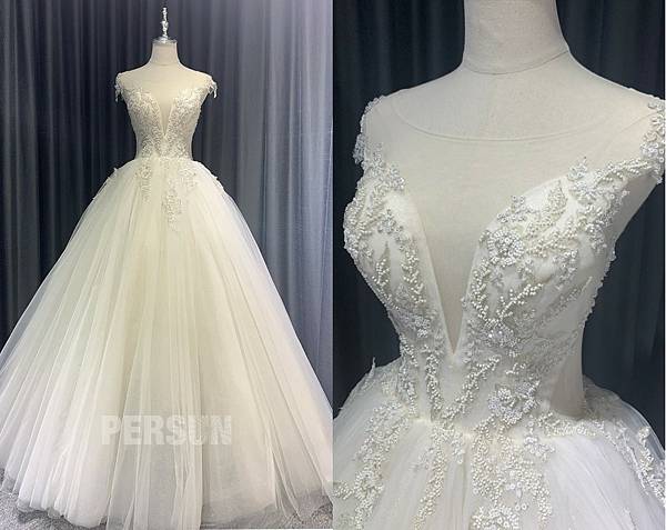 robe-de-mariee-princesse-decollete-plongeant-encolure-illusion.jpg robe mariée princesse décolleté plongeant illusion haut perlettes