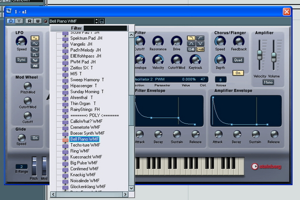 6. 選擇VST Instrument 的 Program(音色設定)