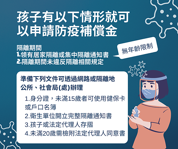 孩子有以下情形就可以申請防疫補償金