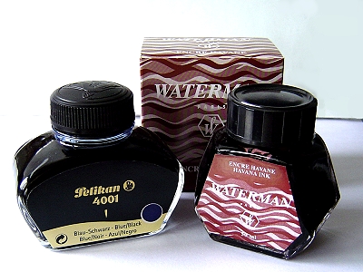 百利金4001藍黑色墨水＆船夫哈瓦那棕色墨水