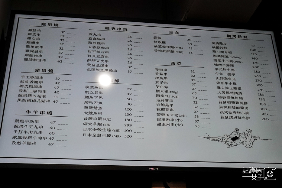 14台北松山饒河夜市路邊烤肉串燒菜單價位.jpg
