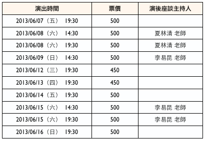 演出時間表