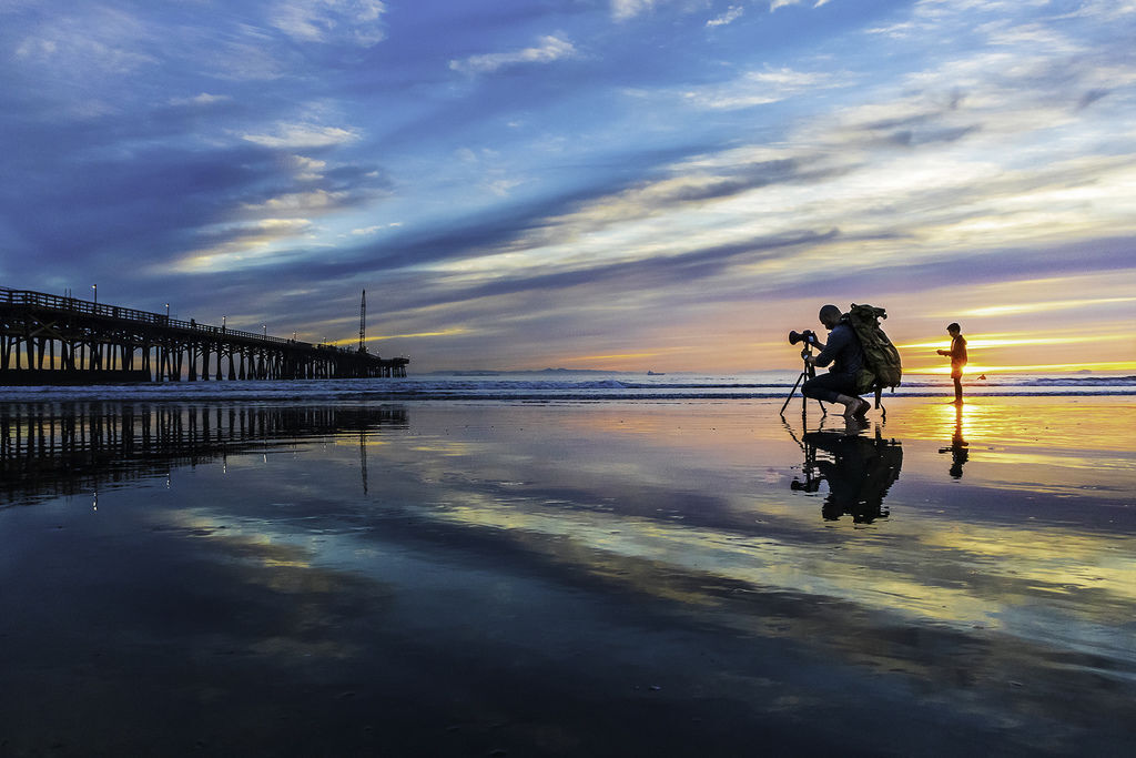 Father and son at the seaside moment