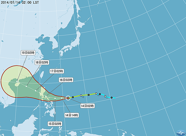 輕度颱風「雷馬遜」路徑圖