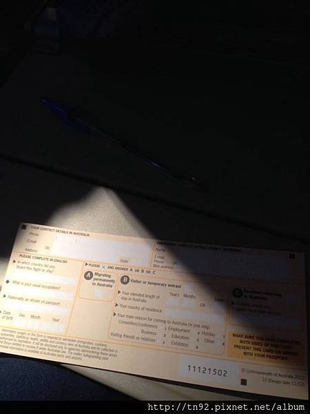 083) 5.12am Immigration Arrival Card