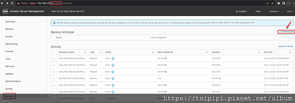 20231002_vCenter7 SMB備份測試