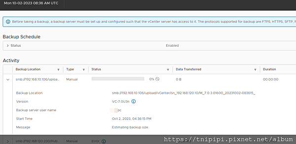20231002_vCenter7 SMB備份測試 20231002_vCenter7 SMB備份測試