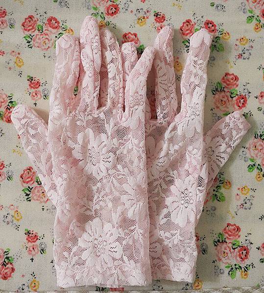 粉色蕾絲短手套