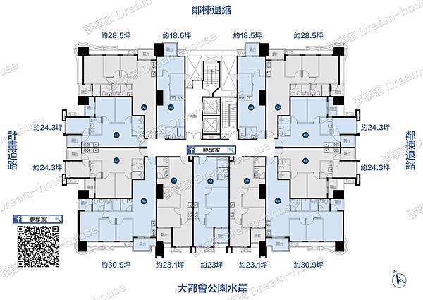 三重預售屋｜萊茵水花園｜大都會水岸特區 水岸第一排，18~3