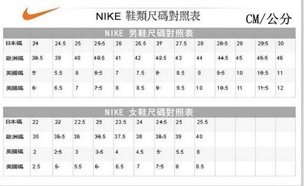 NIKE球鞋尺寸和愛迪達adidas球鞋尺寸鞋子 