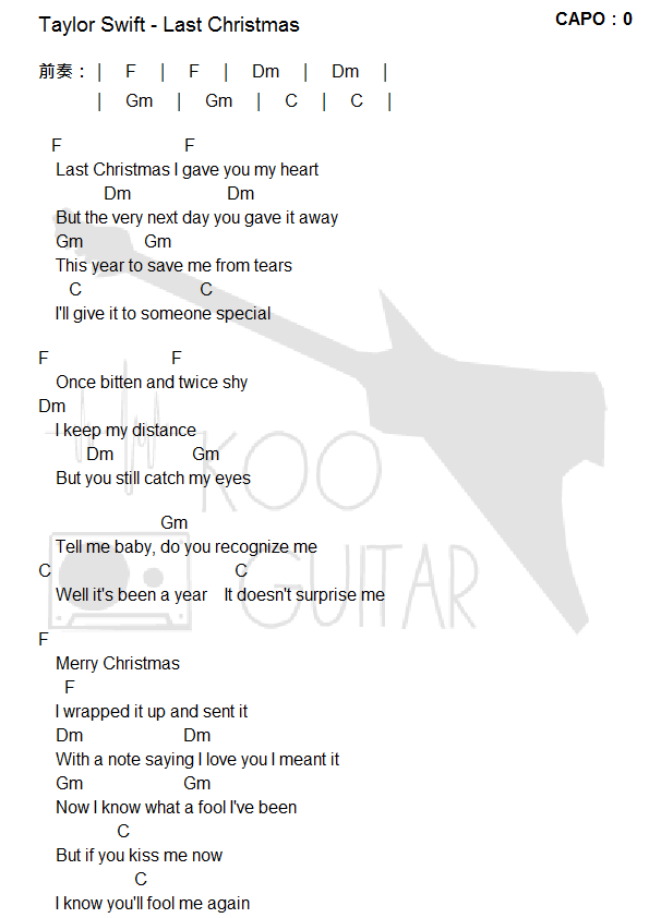 Taylor Swift泰勒絲 Last Christmas去年耶誕 Kooguitar酷吉他 痞客邦 Taylor Swift泰勒絲 Last Christmas去年耶誕 Kooguitar酷吉他 痞客邦