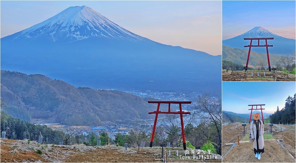 天空の鳥居｜河口湖景點 . 河口淺間神社遙拜所 . 鳥居搭配