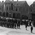 Historical square in Telč - year 1945
