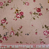 棉布-鄉村花 米白色節紗單柄立體玫瑰粉紅色