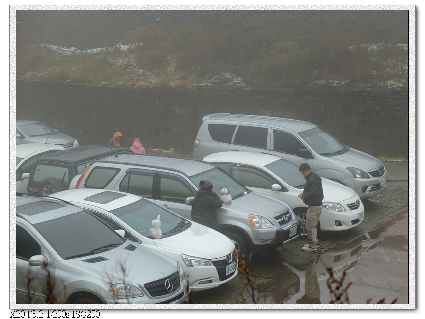 車子都頂著個雪人回家