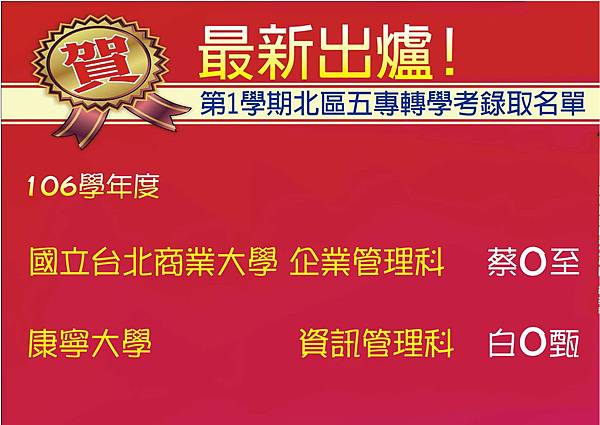 五專轉學考榜單 五專轉學考榜單